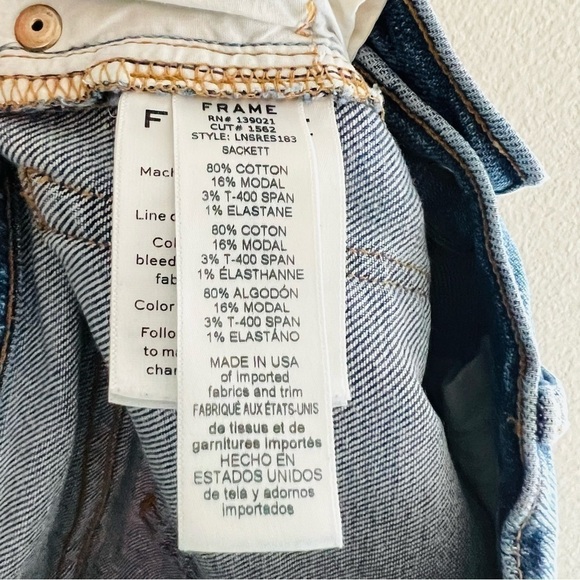 FRAME Women's Blue Le Nouveau Straight Distressed Ripped Jeans Size 24 - Picture 8 of 9